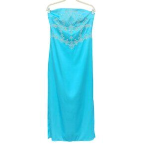 RAMPAGE | Vintage Y2k Icy Blue Strapless Double Side Slit Formal Prom Dress 11